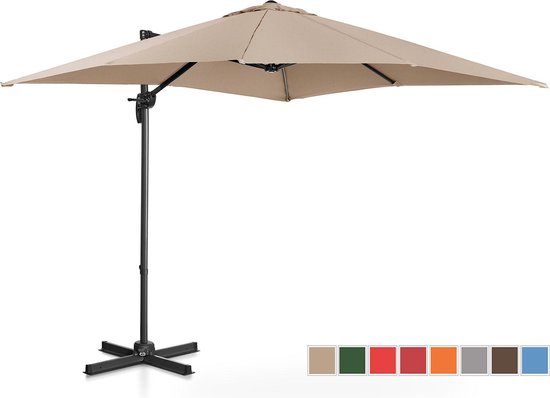 Voyager T1 zweefparasol 250x250 cm antraciet met parasolvoet 90kg en h