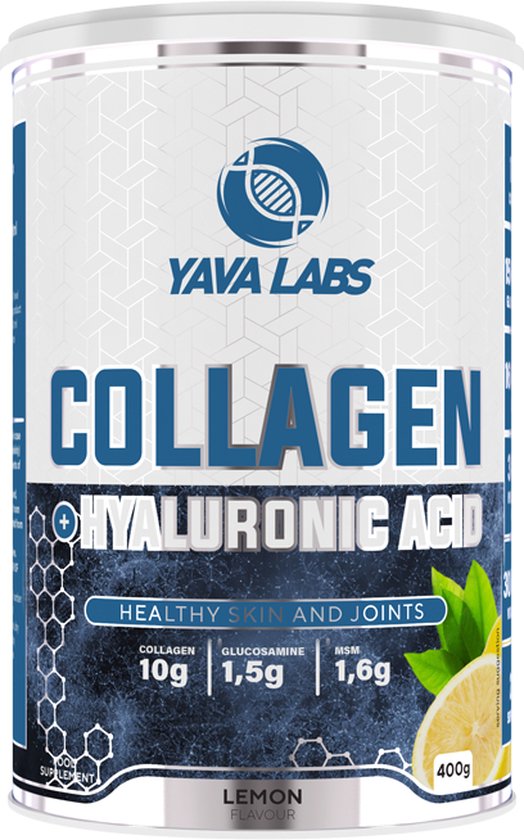 Collageen + Hyaluronic Acid 400 gram | Collageen ondersteunt huid, haar, nagel en gezondheid (6 smaken) - Lemon