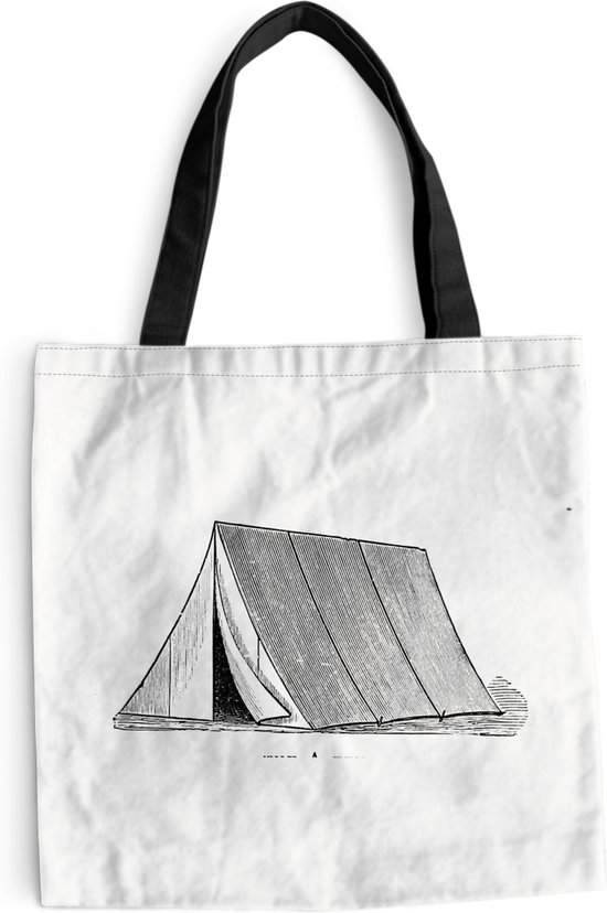 MuchoWow® Schoudertas - Strandtas - Big Shopper - Boodschappentas - Retro - Tent - Kamperen - 45x45 cm - Katoenen tas