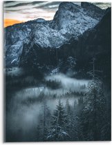 WallClassics - Acrylglas - Hoge Bergen boven de Bomen uit - 30x40 cm Foto op Acrylglas (Wanddecoratie op Acrylaat)