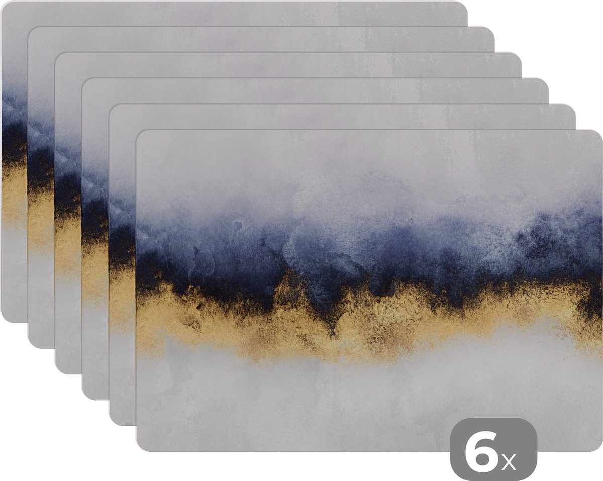 Placemat - Glitter - Goud - Abstract - Luxe - Onderleggers - Tafel - Placemats - 45x30 cm - 6 stuks