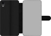Bookcase Geschikt voor iPhone XR telefoonhoesje - Grijs - Effen print - Met vakjes - Wallet case met magneetsluiting
