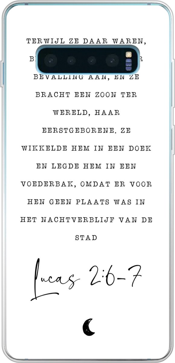Telefoonhoesje Geschikt voor Samsung Galaxy S10 Plus hoesje - Kerst - Religie - Lucas 2:6-7 - Spreuken - Quotes - Siliconen Telefoonhoesje Telefoonhoesje