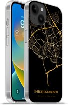 Geschikt voorApple Iphone 14 Plus - Soft case hoesje - 's-Hertogenbosch - Kaart - Goud - Siliconen Telefoonhoesje