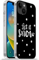 Geschikt voorApple Iphone 14 Plus - Soft case hoesje - Kerst - Let it snow - Spreuken - Sneeuw - Quotes - Siliconen Telefoonhoesje