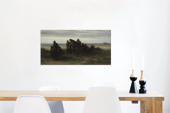 Peinture sur toile Pêcheurs avec un noyé - peinture de Jozef Israels - 80x40 cm - Décoration murale