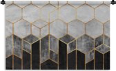 Wandkleed - Wanddoek - Goud - Hexagon - Chic - Patronen - Luxe - 150x100 cm - Wandtapijt