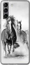 Geschikt voor Samsung Galaxy S21 hoesje - Paarden - Dieren - Illustratie - Siliconen Telefoonhoesje