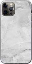 Coque iPhone 12 Pro - Marbre - Pierre - Wit - Grijs - Aspect marbre - Coque de téléphone en Siliconen