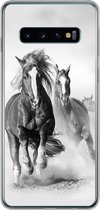 Geschikt voor Samsung Galaxy S10 hoesje - Paarden - Dieren - Illustratie - Siliconen Telefoonhoesje