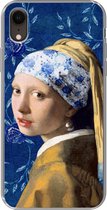 iPhone XR hoesje - Meisje met de parel - Delfts blauw - Vermeer - Bloemen - Schilderij - Oude meesters - Siliconen Telefoonhoesje