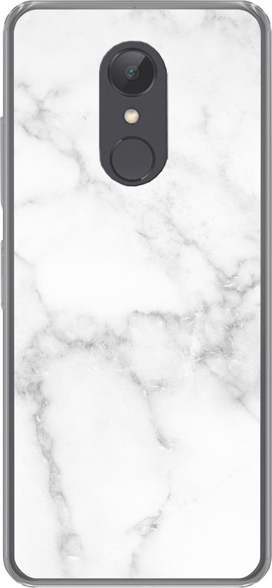 Étui téléphone Convient pour Xiaomi Convient pour Redmi 5 étui - Impression marbre - Wit - Grijs - Luxe - Aspect impression marbre - Pierre - Siliconen Étui téléphone Étui téléphone