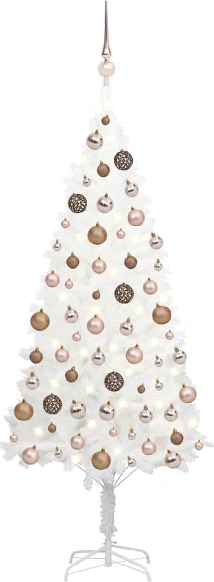 Prolenta Premium - Kunstkerstboom met LED's en kerstballen 150 cm wit