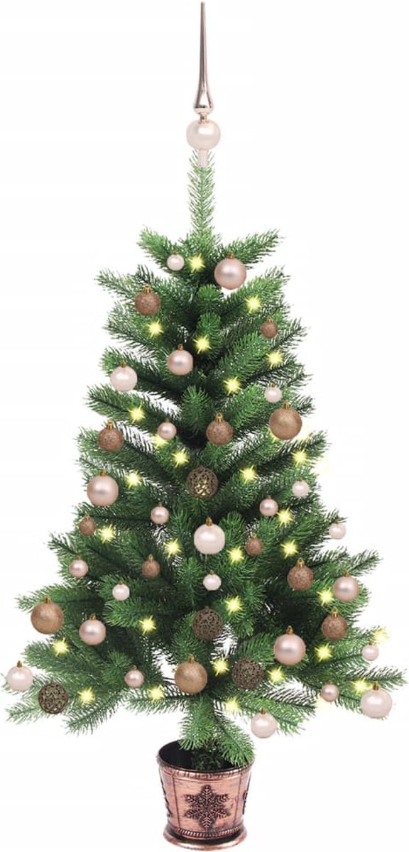 Prolenta Premium - Kunstkerstboom met LED's en kerstballen 65 cm groen