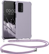 kwmobile telefoonhoesjegeschikt voor Oppo A74 (5G) / A54 (5G) - Hoesje van siliconen met telefoonkoord - In lila wolk