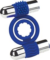 Zolo - oplaadbare dubbele vibrerende penisring - Blauw
