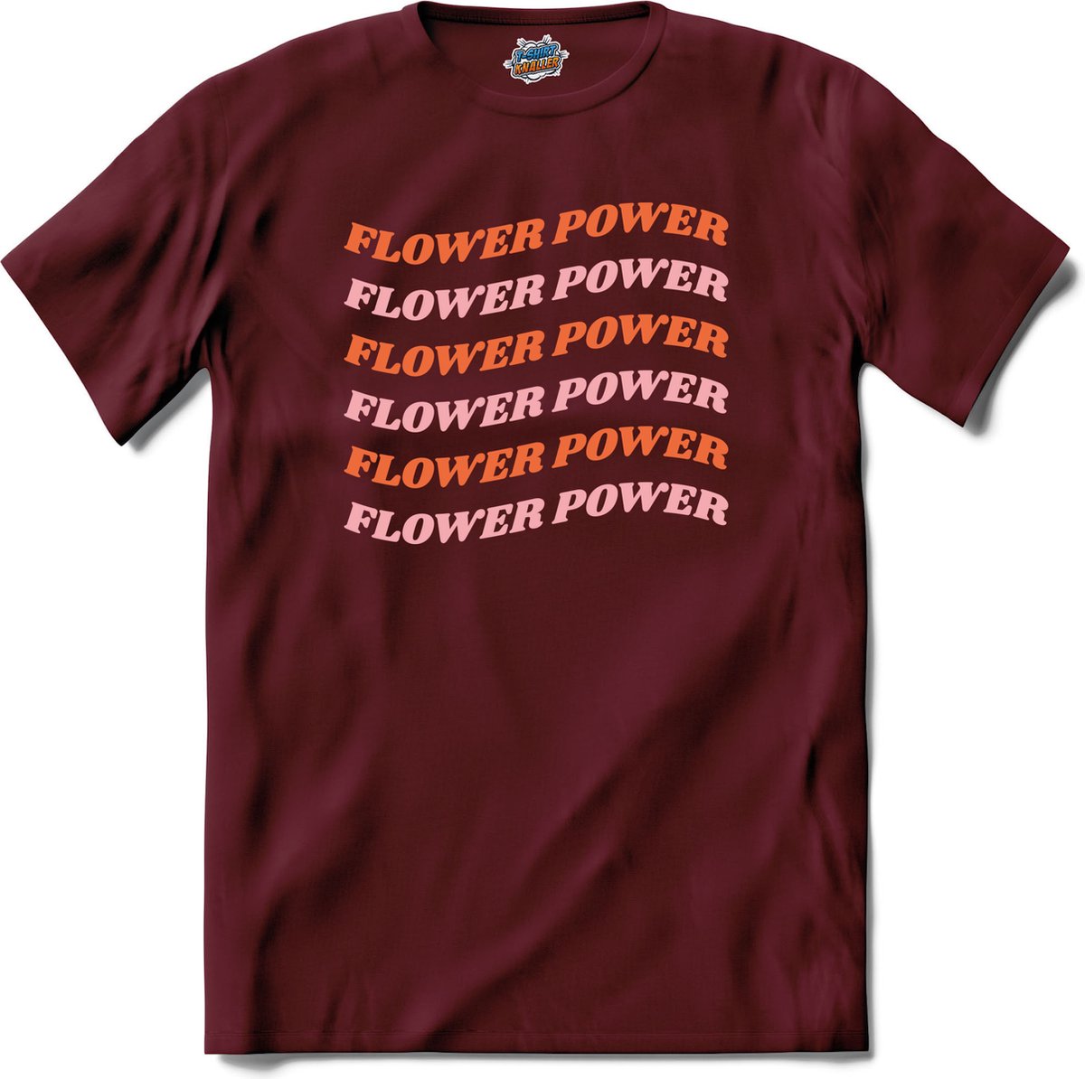 Flower power - T-Shirt - Dames - Burgundy - Maat S