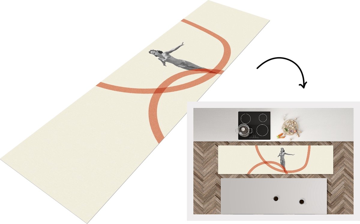 KitchenYeah Keukenloper - Loper keuken - Liefde - Vintage - Koppel - Design - 200x50 cm - Keukenloper vinyl Multicolor