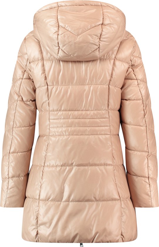 TAIFUN Dames Glanzende gewatteerde jas met capuchon Sand-44 | bol.com