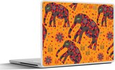 Laptop sticker - 10.1 inch - Olifant - Ornament - Bloemen - Patroon - 25x18cm - Laptopstickers - Laptop skin - Cover