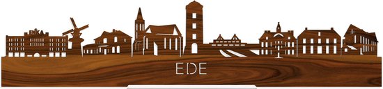 Standing Skyline Ede Palissander hout - 60 cm - Woondecoratie design - Decoratie om neer te zetten en om op te hangen - Meer steden beschikbaar - Cadeau voor hem - Cadeau voor haar - Jubileum - Verjaardag - Housewarming - Interieur - WoodWideCities
