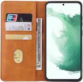 Etui en cuir Smartphonica Samsung Galaxy S22 Plus avec fermeture magnétique et porte-cartes book case – Marron / Cuir / Book Case