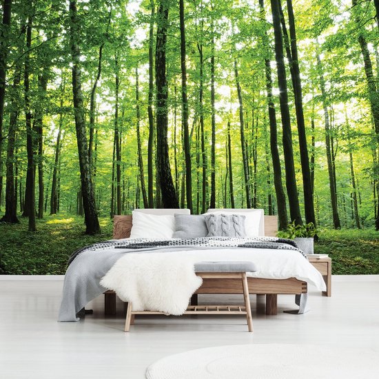 WallArena - Vlies fotobehang kinderkamer 416 x 290 cm bos meisjes bomen
