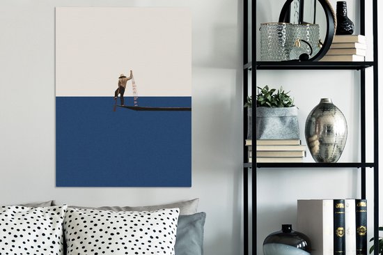 Toile - Abstrait - Bateau - Mer - Texte - Chapeau - Abstrait - 60x80 cm - Canvasdoek - Peinture sur toile