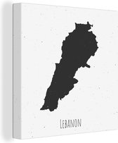 Canvas Schilderij Illustratie van een zwarte kaart van Libanon - 20x20 cm - Wanddecoratie