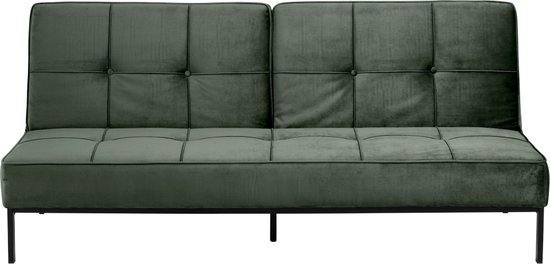 Slaapbank Elzen - Velvet - Groen - 198 x 87 x 95 cm (BxHxD)