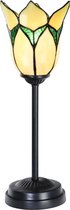 Art Deco Trade - Tiffany slanke tafellamp zwart met Lovely Flower Yellow