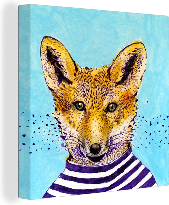 Toile Peinture Animaux - Renard - Vêtements - 20x20 cm - Décoration murale