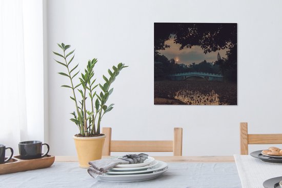 Pont de Guangzhou au coucher du soleil 50x50 cm - Tirage photo sur toile (Décoration murale salon / chambre) / Villes asiatiques Peintures sur toile