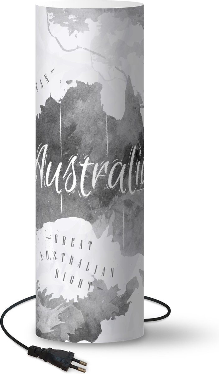 Lamp - Nachtlampje - Tafellamp slaapkamer - Australië - Wereldkaart - Waterverf - 70 cm hoog - Ø22.3 cm - Inclusief LED lamp