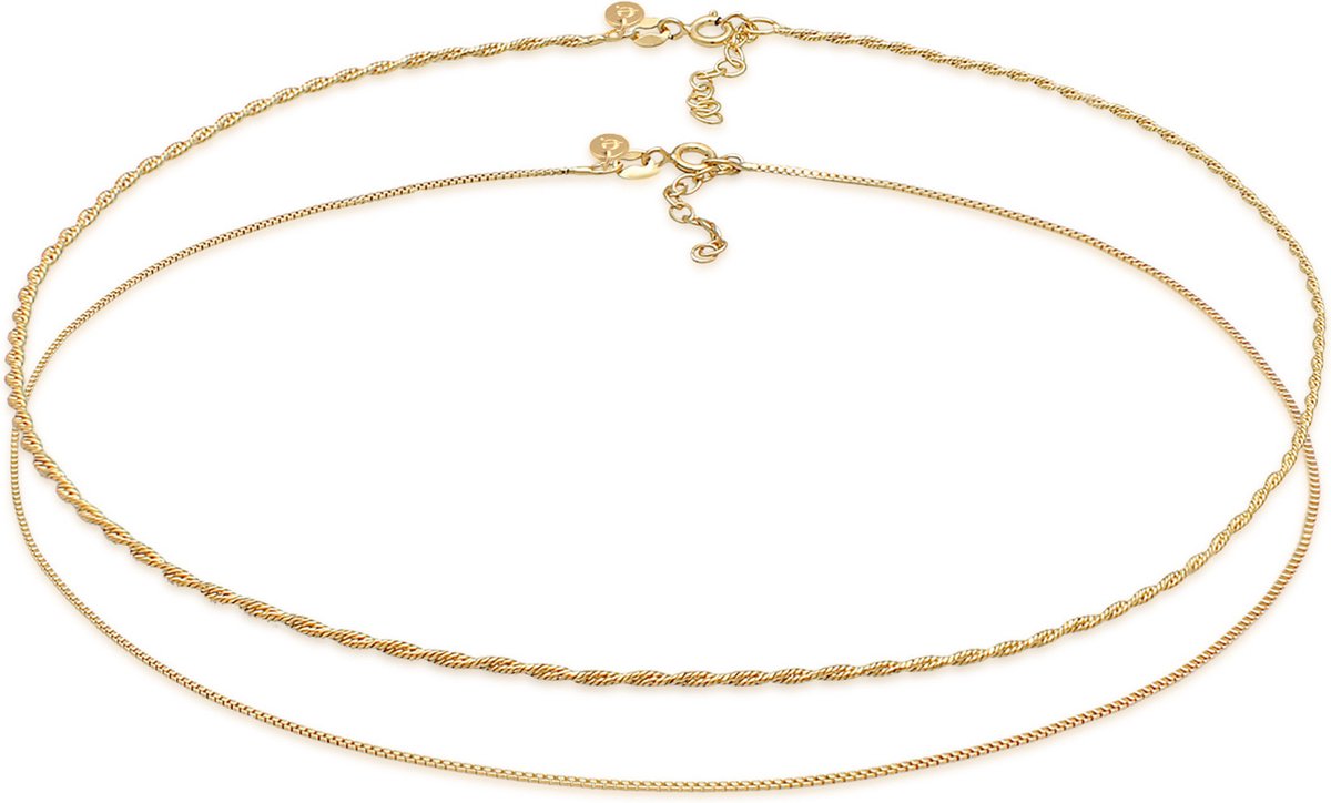 Elli PREMIUM - Halsketting - Dames Choker Set Solitaire Trend met Labradoriet Edelsteen in 925 Sterling Zilver - Dames