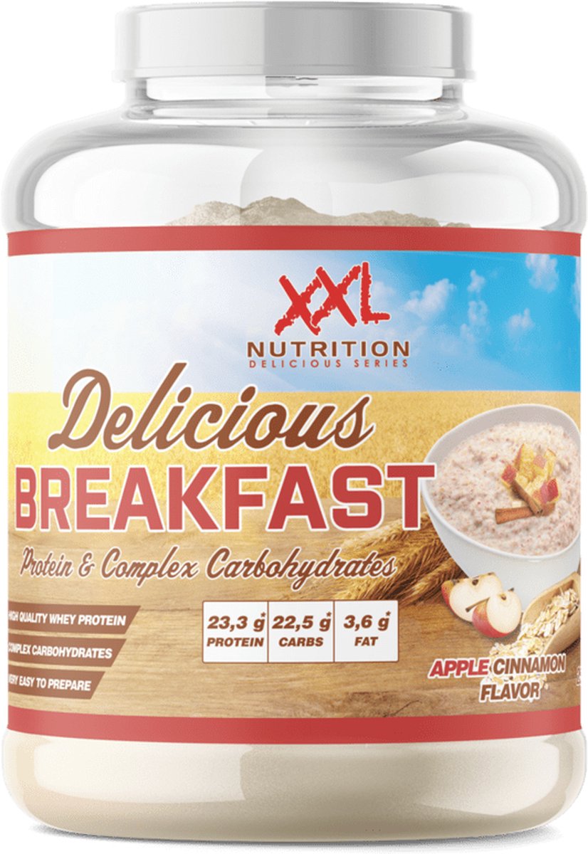 Goedkoopste XXL Nutrition - Delicious Breakfast - 20 Gram Eiwit - Eiwitrijk Ontbijt of Snack - Whey Protein Melkeiwit - Complexe Koolhydraten - Diverse Smaken - Appel Kaneel - 2500 Gram (50 doseringen