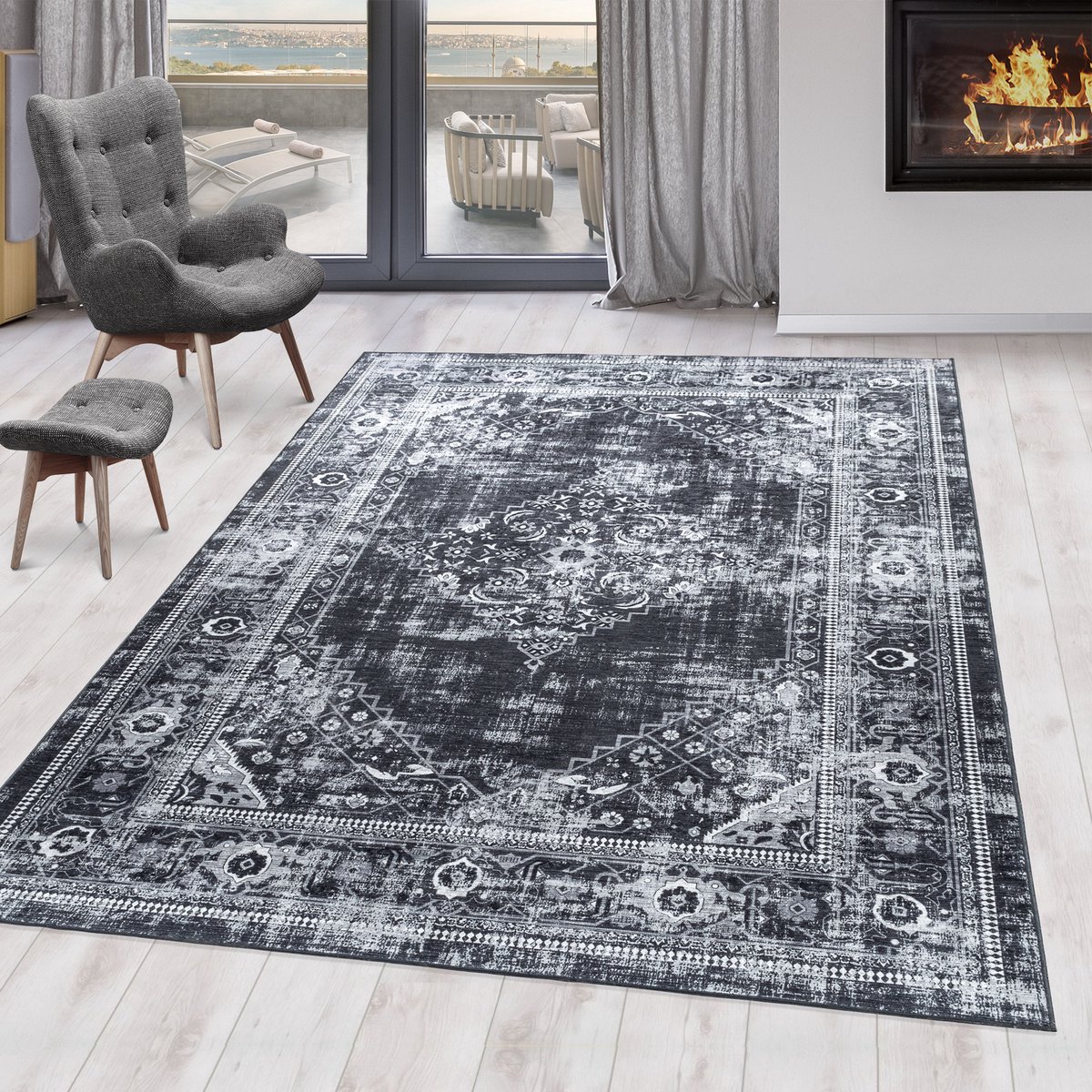 Ayyildiz Fiesta vloerkleed 80x250cm zwart 4301