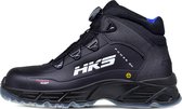 HKS CPO 50 BOA S3 chaussures de travail - chaussures de sécurité - chaussures de sécurité - hautes - hommes - antidérapantes - ESD - légères - Vegan - noir/bleu - taille 44