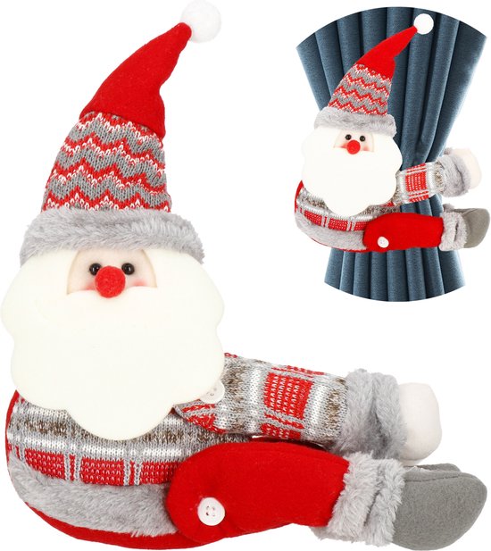 Springos Gordijnhouder – Kerstman – Klittenband – 45 cm