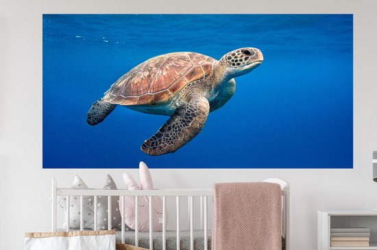 Stickers muraux - Film autocollant - Tortue dans l'océan - 160x80 cm - Film adhésif - Stickers muraux chambre enfant - Papier peint autocollant - Papier peint autocollant - Film autocollant