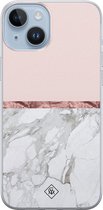 Casimoda® hoesje - Geschikt voor iPhone 14 Plus - Rose All Day - Siliconen/TPU telefoonhoesje - Backcover - Bloemen - Grijs