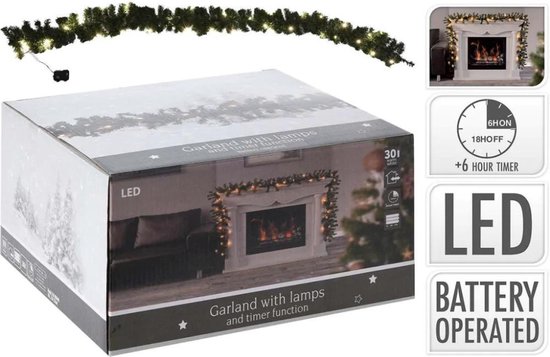 Kerstslinger met sterren zwart 3,5 cm (7 meter