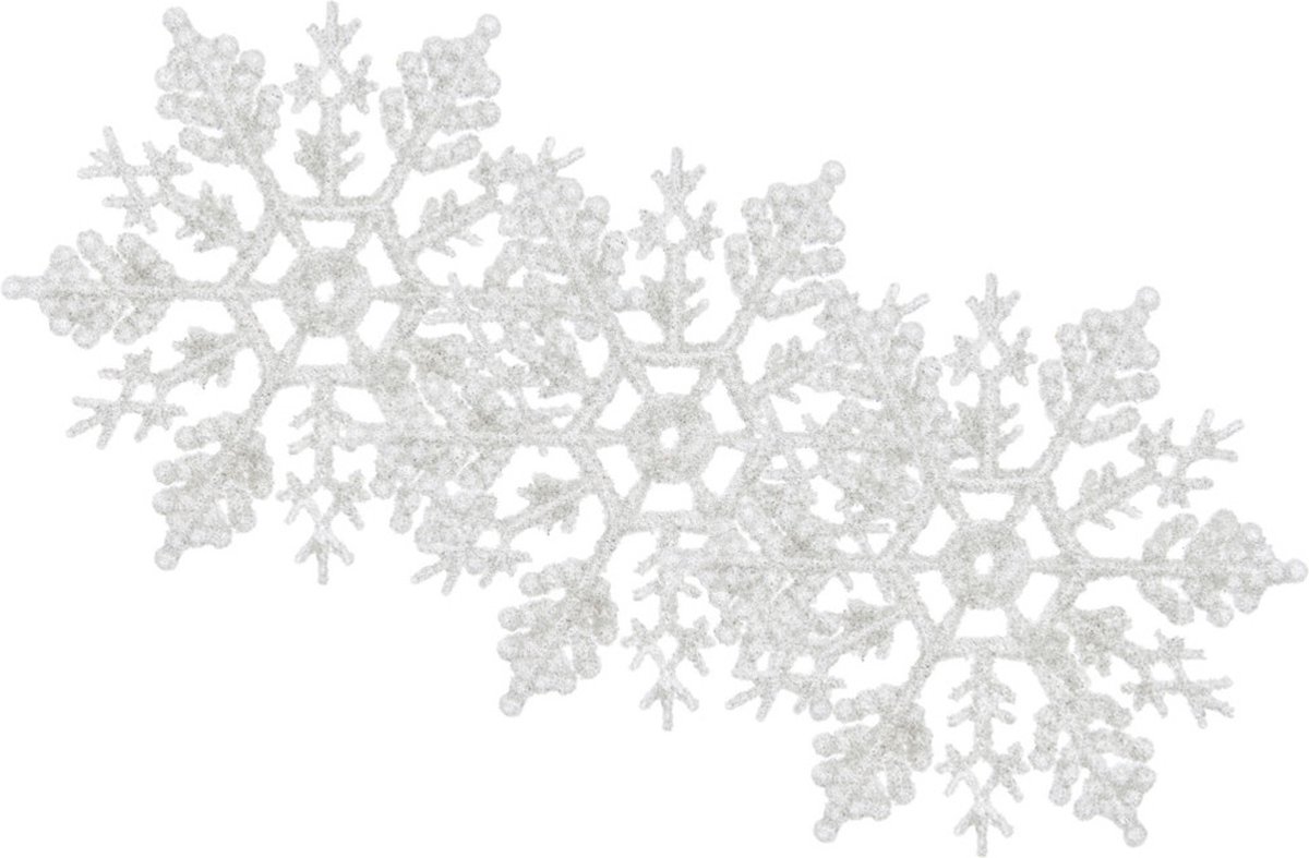 Decoris Kersthangers - sneeuwvlokken - 12ST - wit - 10 cm