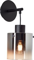 Brilliant Simonis - Wandlamp - E27 max 1x52W - Zwart/Gerookt Glas
