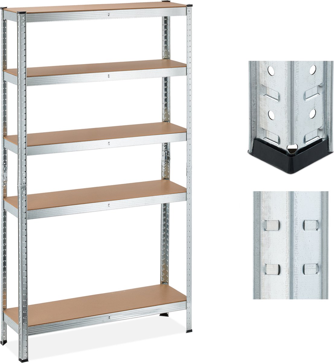 Relaxdays stellingkast staal - opbergrek schuur - stellingrek - voorraadkast 5 planken