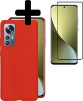 Hoesje Geschikt voor Xiaomi 12X Hoesje Siliconen Case Met Screenprotector - Hoes Geschikt voor Xiaomi 12X Hoes Siliconen - Rood