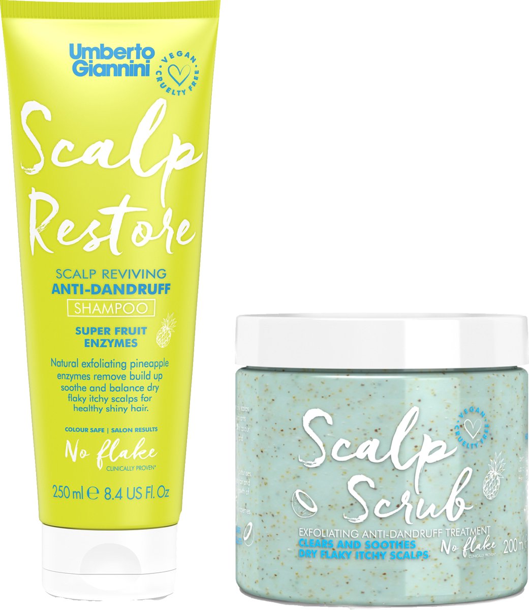 Umberto Giannini Scalp Haarverzorging Geschenkset – Voor Beschadigd Haar – Shampoo & Scrub – Vegan & Dierproefvrij