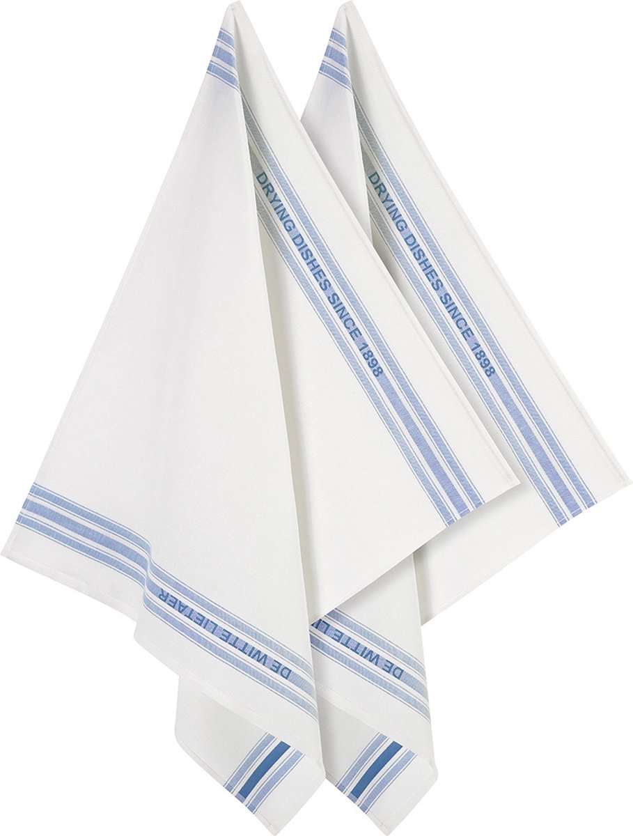 De Witte Lietaer Theedoek Dish, Blauw - 2 stuks - 65 x 70 cm - Katoen/Linnen