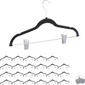 Relaxdays 24 x kledinghanger met clips - fluweel - klerenhanger – broekhangers