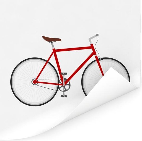 Poster Een zijaanzicht van een van een rode fiets - 75x75 cm | bol.com